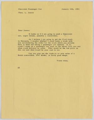 [Letter from D. W. Kempner to Thos. L. James, January 12, 1951]