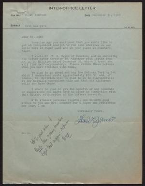 [Letter from T. L. James to D. W. Kempner, December 31, 1948]