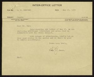 [Letter from T. L. James to D. W. Kempner, May 26, 1950]