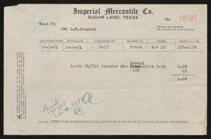 [Invoice for One Case of Premier Whole Kernel Gold Corn Sold to D. W. Kempner]
