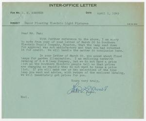 [Inter-Office Letter from T. L. James to D. W. Kempner, April 1, 1949]