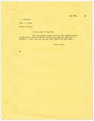 [Letter from D. W. Kempner to Thos. L. James, May 10, 1949]