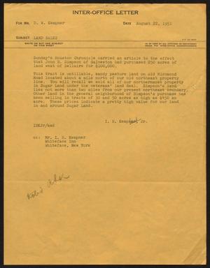 [Letter from I. H. Kempner Jr. to D. W. Kempner, August 22, 1951]