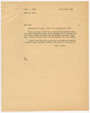 [Letter from D. W. Kempner to Thos. L. James, March 30, 1949]