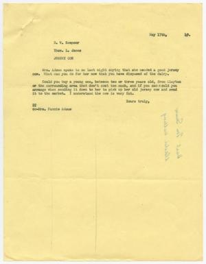 [Letter from D. W. Kempner to T. L. James, May 17, 1949]