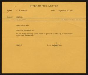 [Letter from I. H. Kempner, Jr. to D. W. Kempner, September 28, 1951]