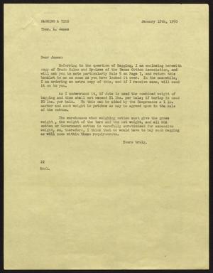 [Letter from D. W. Kempner to Thos. L. James, January 18, 1950]