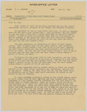 [Letter from T. L. James to D. W. Kempner, May 21, 1951]
