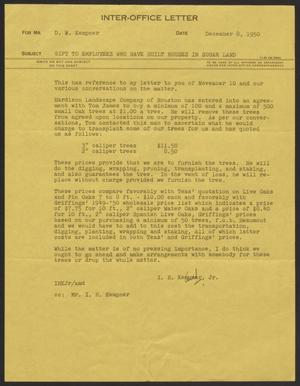 [Letter from I. H. Kempner, Jr., to D. W. Kempner, December 8, 1950]