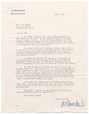 Primary view of object titled '[Letter from A. H. Blackshear, Jr., to D. W. Kempner, May 3, 1951]'.