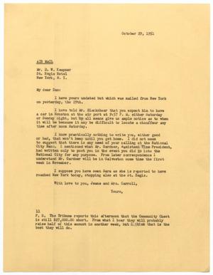 Primary view of object titled '[Letter from I. H. Kempner, Jr., to D. W. Kempner, October 29, 1951]'.
