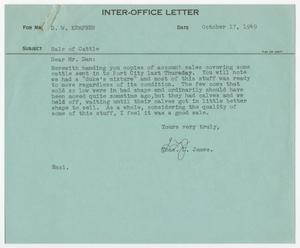 [Letter from T. L. James to D. W. Kempner, October 17, 1949]
