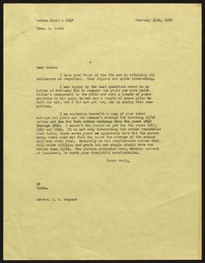 [Letter from D. W. Kempner to T. L. James, February 14, 1950]