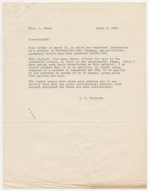 [Letter from A. S. Milikien to Thos. L. James, April 8, 1949]