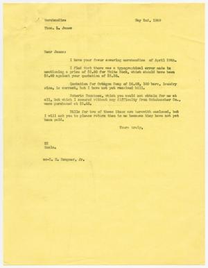 [Letter from D. W. Kempner to Thos. L. James, May 2, 1949]