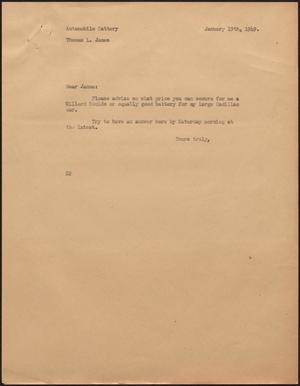 [Letter from D. W. Kempner to Thomas L. James, January 19, 1949]