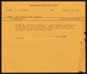 [Letter from I. H. Kempner Jr. to D. W. Kempner, December 21, 1951]