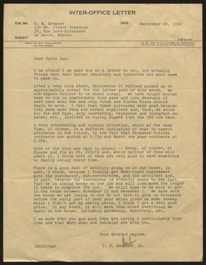 [Letter from I. H. Kempner, Jr., to D. W. Kempner, September 28, 1950]