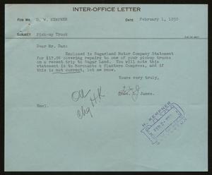 [Letter from T. L. James to D. W. Kempner, February 1, 1950]