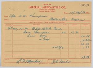 [Invoice for Forty-Eight White Candle Base Lamps Sold to D. W. Kempner]