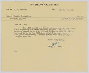 [Letter from T. L. James to D. W. Kempner, March 19, 1951]