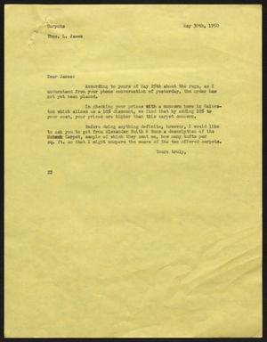 [Letter from D. W. Kempner to T. L. James, May 30, 1950]