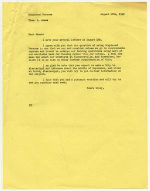 [Letter from D. W. Kempner to Thos. L. James, August 10, 1949]