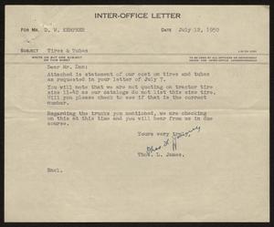 [Letter from T. L. James to D. W. Kempner, July 12, 1950]