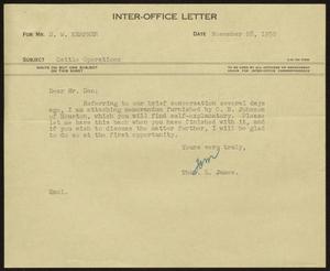 [Letter from T. L. James to D. W. Kempner, November 28, 1950]