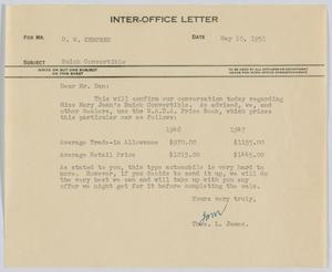 [Letter from T. L. James to D. W. Kempner, May 10, 1951]