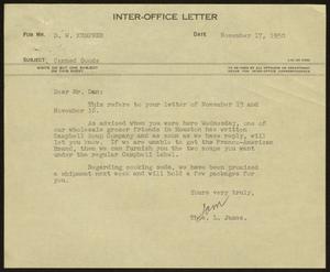 [Letter from T. L. James to D. W. Kempner, November 17, 1950]