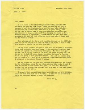 [Letter from D. W. Kempner to T. L. James, November 30, 1949]