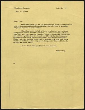 [Letter from D. W. Kempner to Thos. L. James, July 12, 1951]