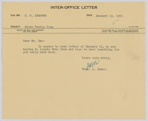 [Letter from T. L. James to D. W. Kempner, January 19, 1951]
