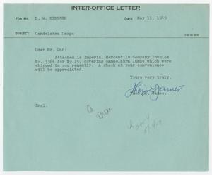 [Letter from T. L. James to D. W. Kempner, May 11, 1949]