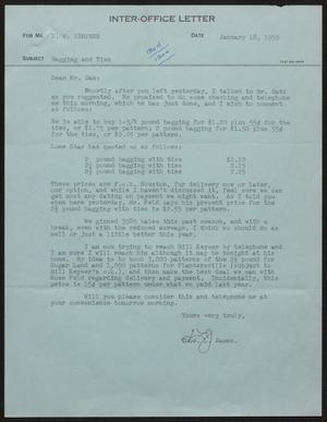 Primary view of object titled '[Letter from T. L. James to D. W. Kempner, January 18, 1950]'.