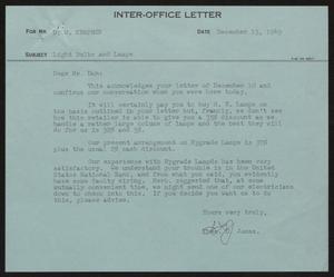 [Letter from T. L. James to D. W. Kempner, December 13, 1949]