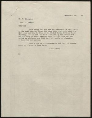 Primary view of object titled '[Letter from D. W. Kempner to Thos. L. James, December 5, 1950]'.