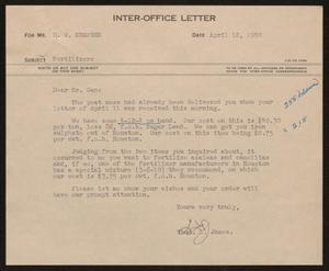 [Letter from T. L. James to D. W. Kempner, April 12, 1950]