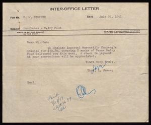 [Letter from T. L. James to D. W. Kempner, July 27, 1951]