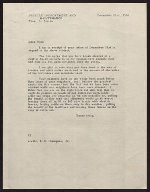 [Letter from D. W. Kempner to T. L. James, December 32, 1950]