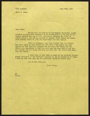 [Letter from D. W. Kempner to T. L. James, June 20, 1950]