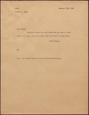 [Letter from D. W. Kempner to Thomas L. James, January 17, 1949]