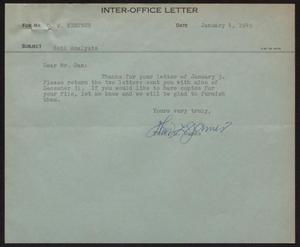 [Letter from T. L. James to D. W. Kempner, January 4, 1949]
