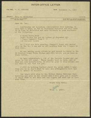 [Letter from T. L. James to D. W. Kempner, December 11, 1950]