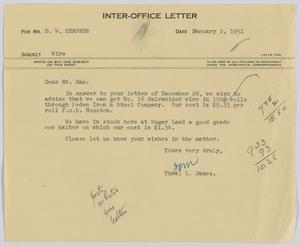 [Letter from T. L. James to D. W. Kempner, January 2, 1951]