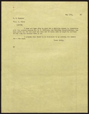 [Letter from D. W. Kempner to T. L. James, May 15, 1950]