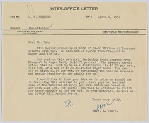 [Letter from Thos. L. James to D. W. Kempner, April 6, 1951]