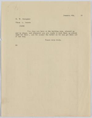 [Letter from D. W. Kempner to Thos. L. James, January 4, 1951]