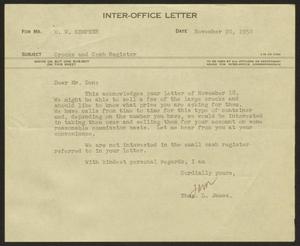 [Letter from T. L. James to D. W. Kempner, November 20, 1950]